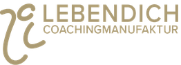 Logo mit Schriftzug "Lebendig Coachingmanufaktur" und stilisiertem Symbol links daneben.