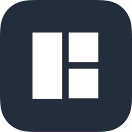 Weißes App-Symbol auf dunklem Hintergrund, bestehend aus zwei vertikalen und zwei horizontalen Balken.