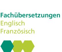 Text: Fachübersetzungen Englisch Französisch; Grafik: grüne und gelbe Dreiecke.