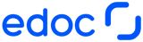 Blaues Logo mit dem Schriftzug "edoc" und einem abgerundeten Haken auf weißem Hintergrund.