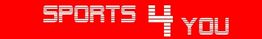 Text "SPORTS 4 YOU" in weißen Streifen auf rotem Hintergrund.