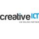 "Logo van Creative ICT met slogan 'UW ONLINE PARTNER' eronder."