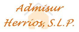 Texto en cursiva: "Admisur Herríos, S.L.P." con una casa de fondo en tonos suaves.