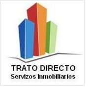 Logotipo de Trato Directo, Servicios Inmobiliarios, con edificios de colores en fondo blanco.