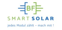 BF Smart Solar Logo, Text: "Jedes Modul zählt – mach mit!" in Grün und Blau.