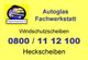Gelbes Schild mit "Autoglas Fachwerkstatt" und Telefonnummer 0800 11 12 100 für Windschutzscheiben.