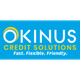 Okinus Credit Solutions logo with the text "Fast. Flexible. Friendly." on a blue background.