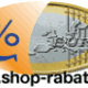Lächelndes Gesicht und Euro-Münze mit URL "www.shop-rabatte.de" darunter.