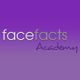 Paarse achtergrond met witte tekst: "facefacts Academy".