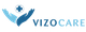 Hands holding a medical symbol next to the word "Vizocare" in blue gradient text.