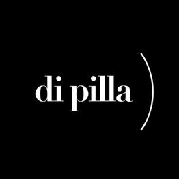 Text "di pilla" in white with a curved line on right, against a black background.
