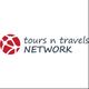 Red globe icon with "tours n travels NETWORK" text beside it.