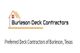 Logo of Burleson Deck Contractors with a house icon, and text about their services in Texas.