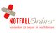 Notfall-Ordner-Logo mit Pflaster und Slogan: "vordenken ist besser als nachdenken".