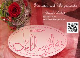 Rote Rose, "mein Lieblingsplatz" Logo, Kontaktinfo Kosmetikstudio, QR-Code.