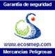 Logo con texto "Garantía de seguridad" y "Mercancías Peligrosas". Enlace: www.ecosmep.com