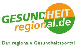 Logo: GESUNDHEITregional.de in grüner und oranger Schrift, darunter "Das regionale Gesundheitsportal".