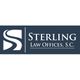 Sterling Law Offices logo with a stylized "S" on a dark blue background.