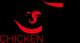 Logo noir et rouge avec un coq stylisé et le mot "CHICKEN" en lettres rouges en bas à gauche.