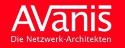 Rotes Logo mit weißem Text: "AVanis - Die Netzwerk-Architekten".