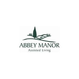 Abbey Manor Assisted Living logo with stylized trees and hills.