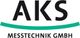 Logo mit der Aufschrift "AKS Messtechnik GmbH" in Schwarz, darunter eine grüne geschwungene Linie.