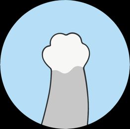 Drawing of a cartoon animal paw reaching upward against a light blue background.