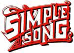 Textlogo „Simple Song“ in rot und weiß mit dynamischem Schriftstil.