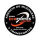 Logo circular de "Agencia de Mudanzas y Transportes" de Grupo Ecoportes Express, fondo negro.