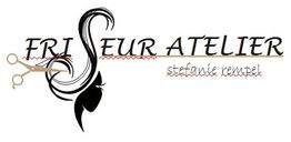 Logo mit Schere, stilisierten Haaren und Text "Friseur Atelier Stefanie Rempel".
