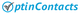 OptinContacts logo with a black checkmark and blue text on a white background.