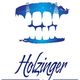Blue stylized teeth logo with the word "Holzinger" below it.