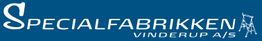 Logo for Specialfabrikken Vinderup A/S med en model af tårn.