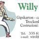 Biglietto da visita di "Willy G.", cartongesso e costruzioni a secco, telefono ed email inclusi.