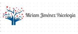 Árbol azul estilizado con estrellas rojas y texto "Miriam Jiménez Psicología".