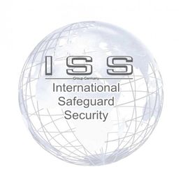 Kugelförmiges Logo der ISS Group Germany mit der Aufschrift "International Safeguard Security."
