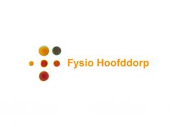 Logo met de tekst "Fysio Hoofddorp" en vijf gekleurde stippen links.