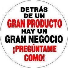 Texto en círculo: "Detrás de un gran producto hay un gran negocio. ¡Pregúntame cómo!"