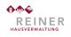 Logo der Reiner Hausverwaltung mit roten Grafiken von Gebäuden und neutralem Schriftzug.