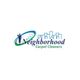 "Neighborhood Carpet Cleaners logo with cityscape and person silhouette."