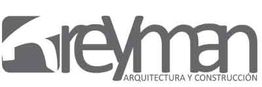Logotipo de Reyman, empresa de arquitectura y construcción, en tonos grises.