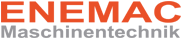 Logo der Firma ENEMAC Maschinentechnik mit rotem Schriftzug auf weißem Hintergrund.