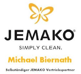 JEMAKO Logo mit Schmetterling und Text: Michael Biernath, Selbständiger JEMAKO Vertriebspartner.