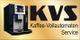 Kaffeevollautomat mit Tasse, daneben KVS-Logo, Schrift: "Kaffee-Vollautomaten Service".
