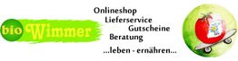 BioWimmer-Logo mit Onlineshop, Lieferservice, Gutscheinen, Beratung. Tomate auf Skateboard.