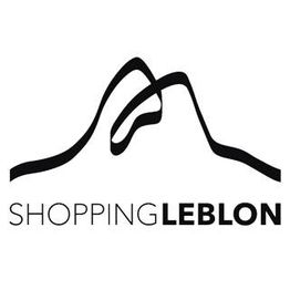 Logotipo do Shopping Leblon com desenho estilizado de montanha acima do nome.