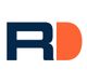 Bold stylized letters "R" in blue and "D" in orange on a white background.
