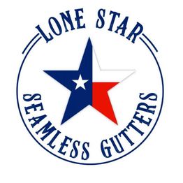 Logo with a Texas-style star and text: "Lone Star Seamless Gutters" in a circular layout.