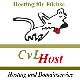 Zeichnung eines Fuchses mit Text "CvLHost: Hosting und Domainservice. Hosting für Füchse".