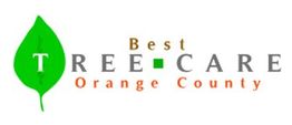 Logo for Best Tree Care Orange County with a green leaf and text design.